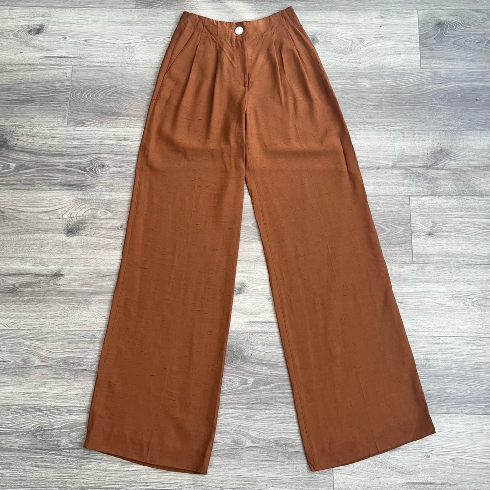 Kate Spade Collection High Rise Wide Leg Pants Crepe Brown US 4 / 38" Inseam
